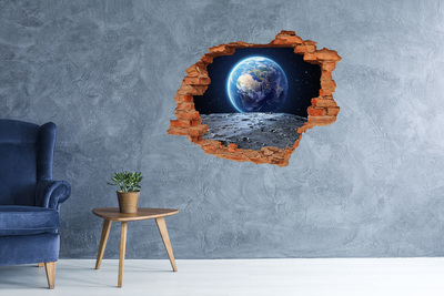 Sticker mural effet trou Vue de la Lune vers la Terre