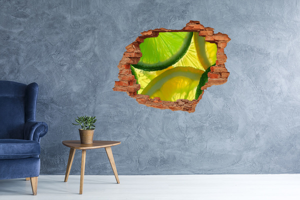 Autocollant mural trou Citron vert dans un trou dans le mur