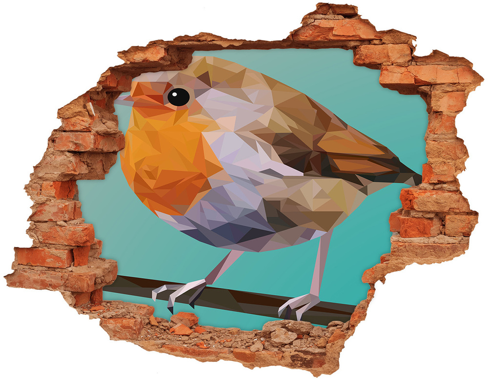 Sticker mural effet trou Rudzik bird brique