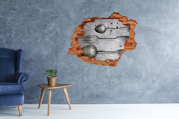 Autocollant mural trou Un mur délabré donnant sur les couverts
