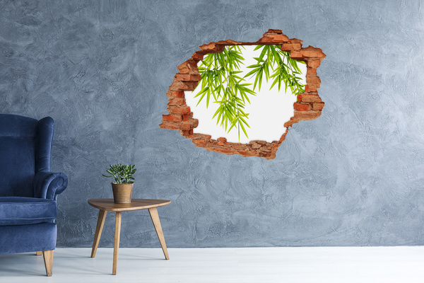 Sticker trou dans le mur Feuilles de bambou brique