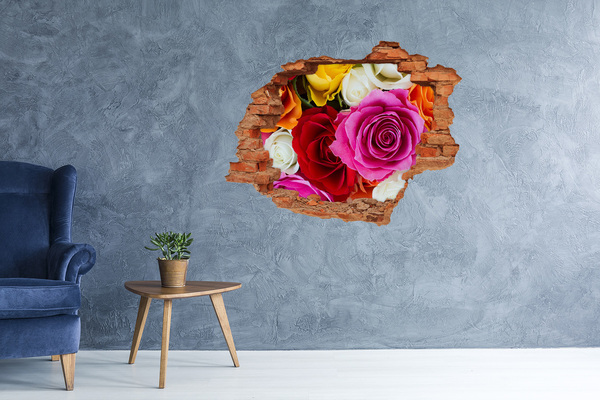 Sticker mural effet trou Une explosion florale de couleurs