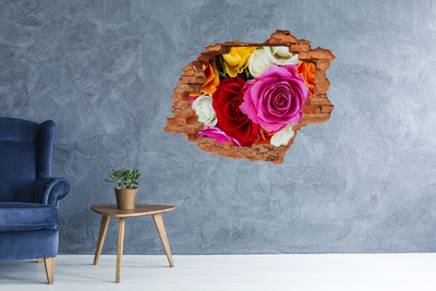 Sticker mural effet trou Une explosion florale de couleurs