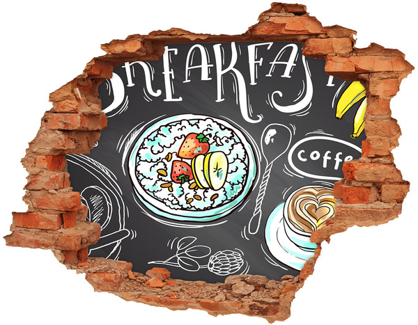 Autocollant mural trou Petit-déjeuner rétro