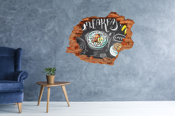 Autocollant mural trou Petit-déjeuner rétro