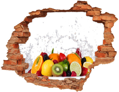 Sticker mural effet trou Fruits et eau brique