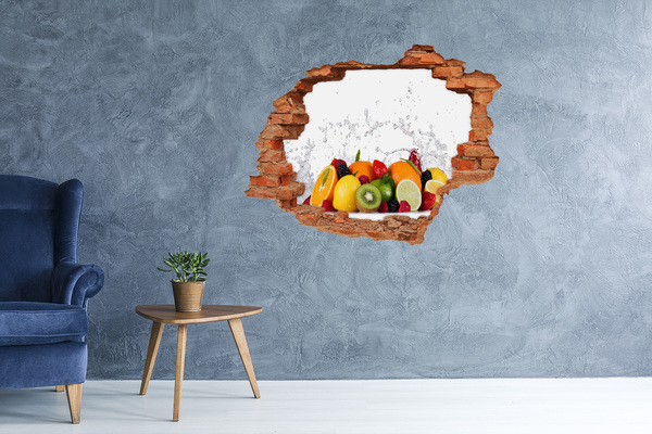 Sticker mural effet trou Des fruits frais dans une explosion d'eau