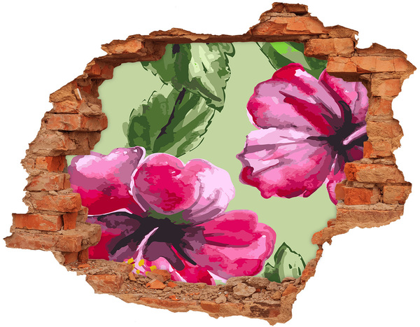 Sticker trou dans le mur Des fleurs dans un mur en ruine