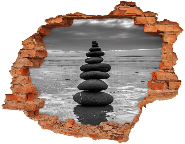 Sticker trou dans le mur Tours de pierre sur la plage