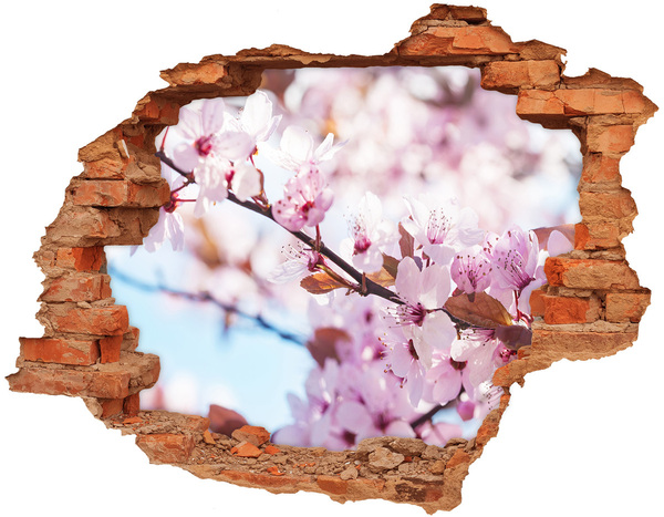 Autocollant à effet 3d trou Une oasis florale derrière le mur