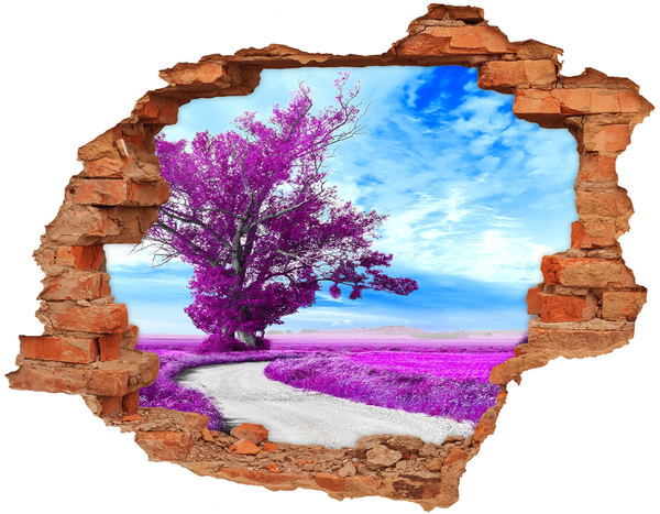 Sticker mural effet trou Paysage aux tons violets
