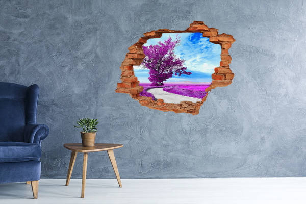 Sticker mural effet trou Paysage aux tons violets