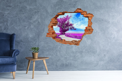 Sticker mural effet trou Paysage aux tons violets