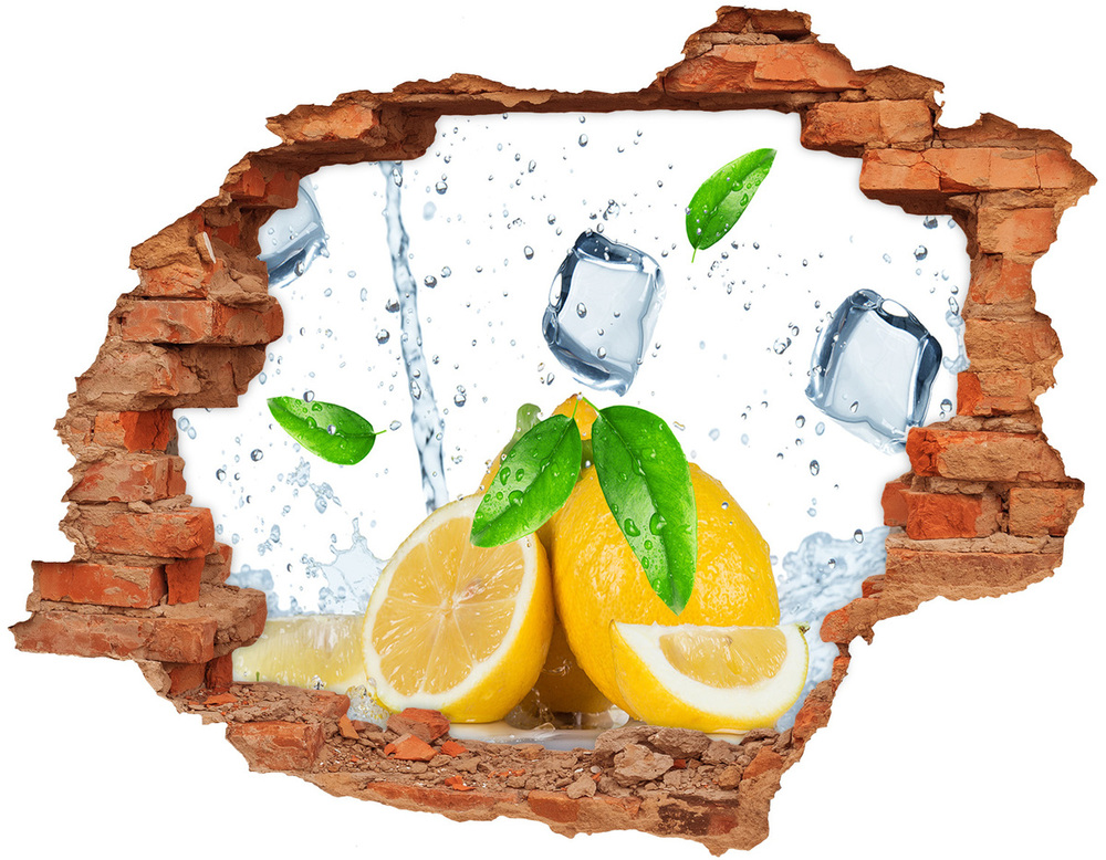 Sticker mural effet trou Citrons de glace brique