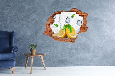 Sticker mural effet trou Citrons de glace brique