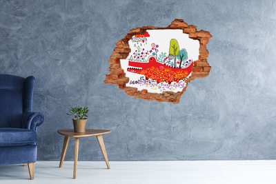 Autocollant mural trou Crocodile dans un paysage coloré