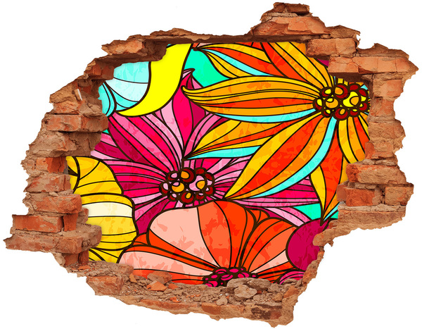 Sticker trou dans le mur Une explosion florale de couleurs