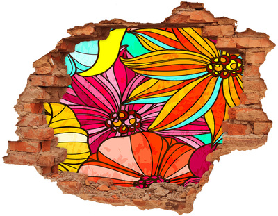 Sticker trou dans le mur Une explosion florale de couleurs