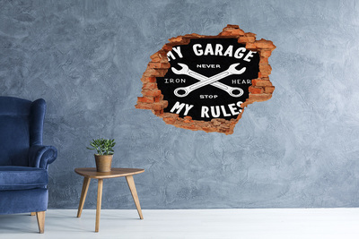 Sticker mural effet trou Mon garage brique