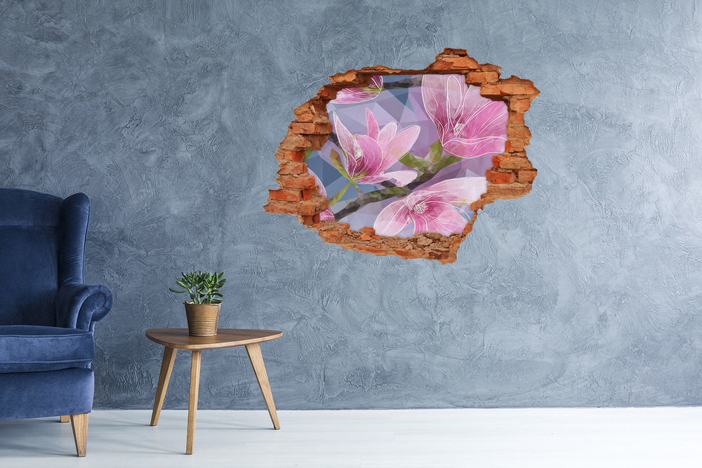 Sticker trou dans le mur Magnolia rose brique