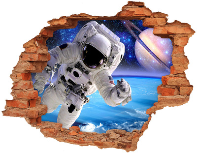 Sticker trou dans le mur Astronaute brique