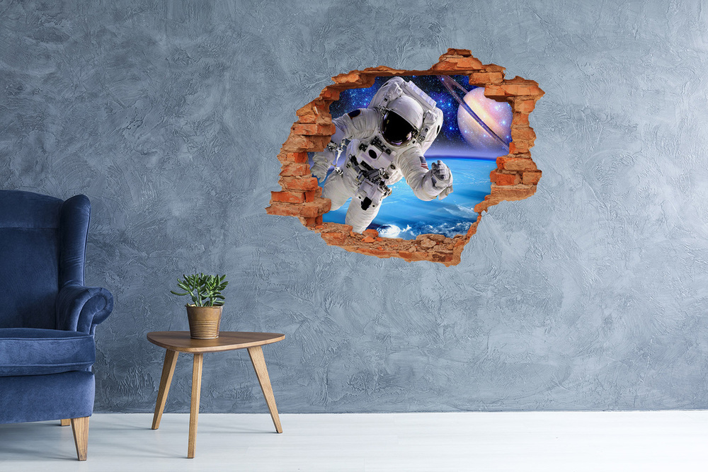 Sticker trou dans le mur Astronaute brique