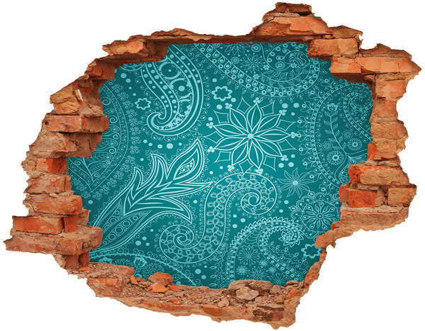 Sticker trou dans le mur Motif turquoise sur fond de pierre