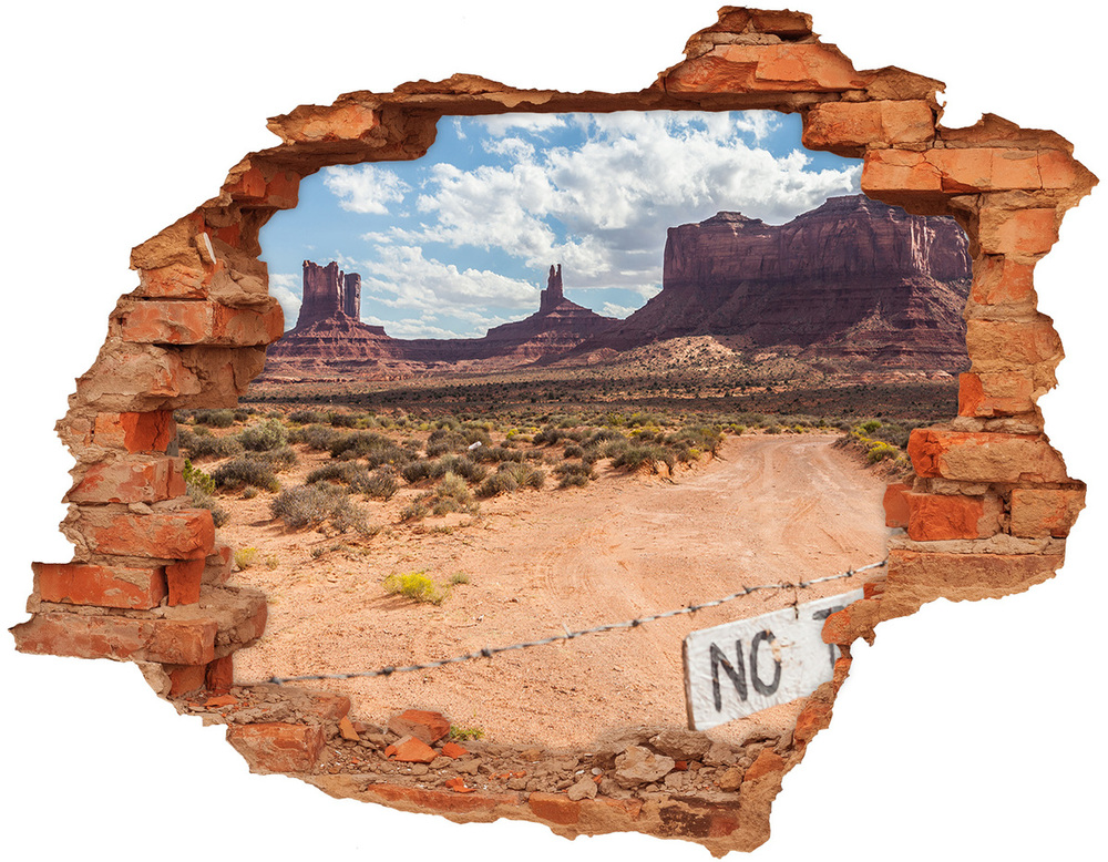 Sticker mural effet trou USA arizona brique