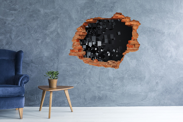 Sticker mural effet trou Cubes noirs dans l'espace 3D