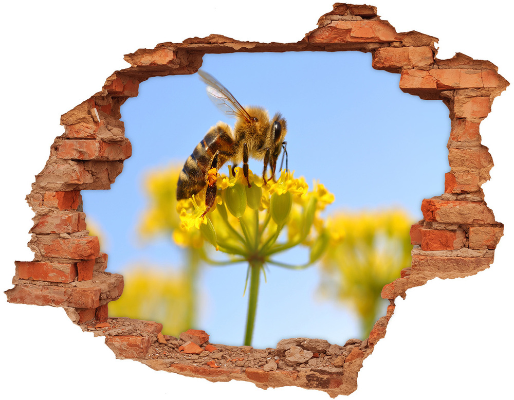 Autocollant à effet 3d trou Abeille sur une fleur brique