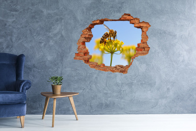 Autocollant à effet 3d trou Une abeille sur une fleur