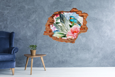 Autocollant mural trou Paradis tropical avec un oiseau