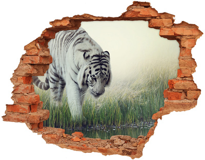 Autocollant mural trou Tigre blanc brique