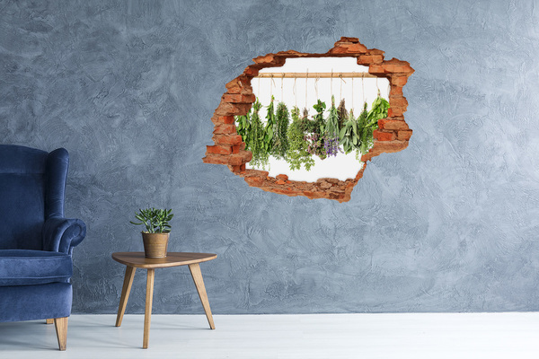 Autocollant à effet 3d trou Jardin d'herbes aromatiques caché dans un mur