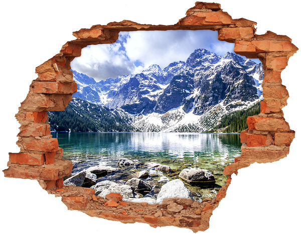 Sticker trou dans le mur Paysage montagneux avec un lac