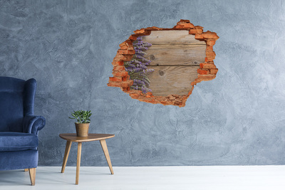 Sticker mural effet trou Fleurs de lavande dans une boîte en bois