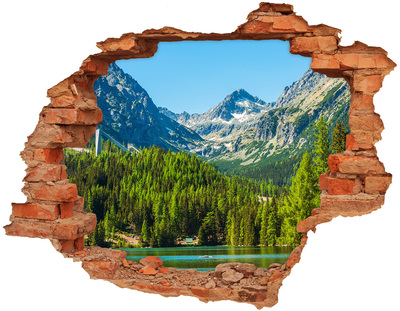 Sticker mural effet trou Paysage montagneux avec un lac