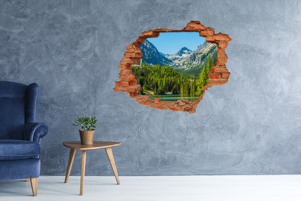 Sticker mural effet trou Paysage montagneux avec un lac