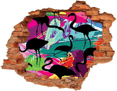 Autocollant mural trou Flamants roses sur une plage tropicale