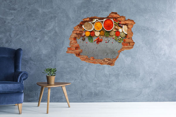 Sticker mural effet trou Une cuisine pleine d'épices