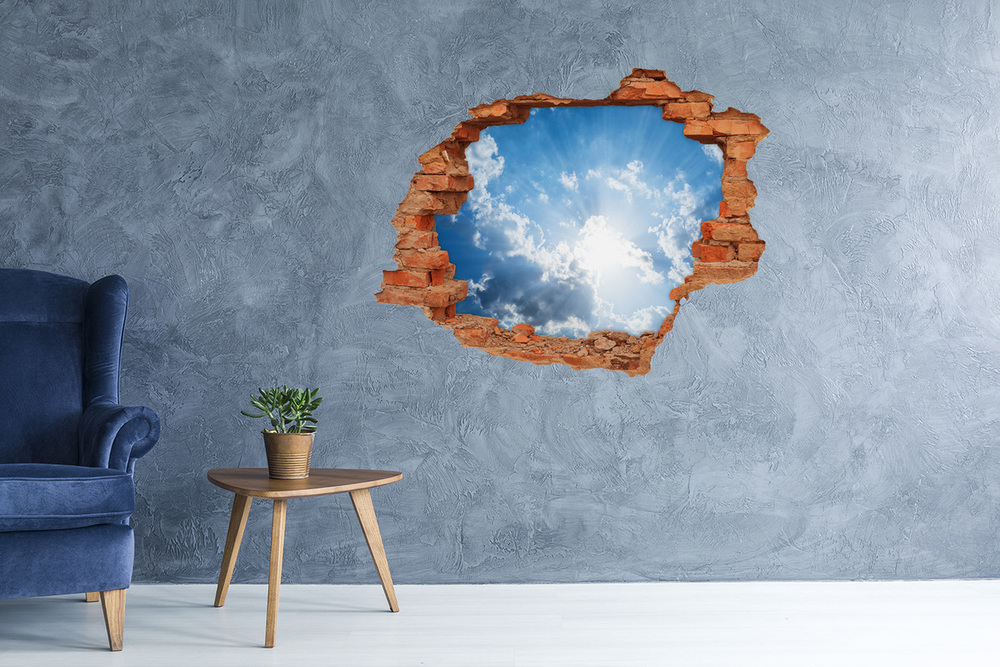 Autocollant à effet 3d trou Nuages ​​dans le ciel brique