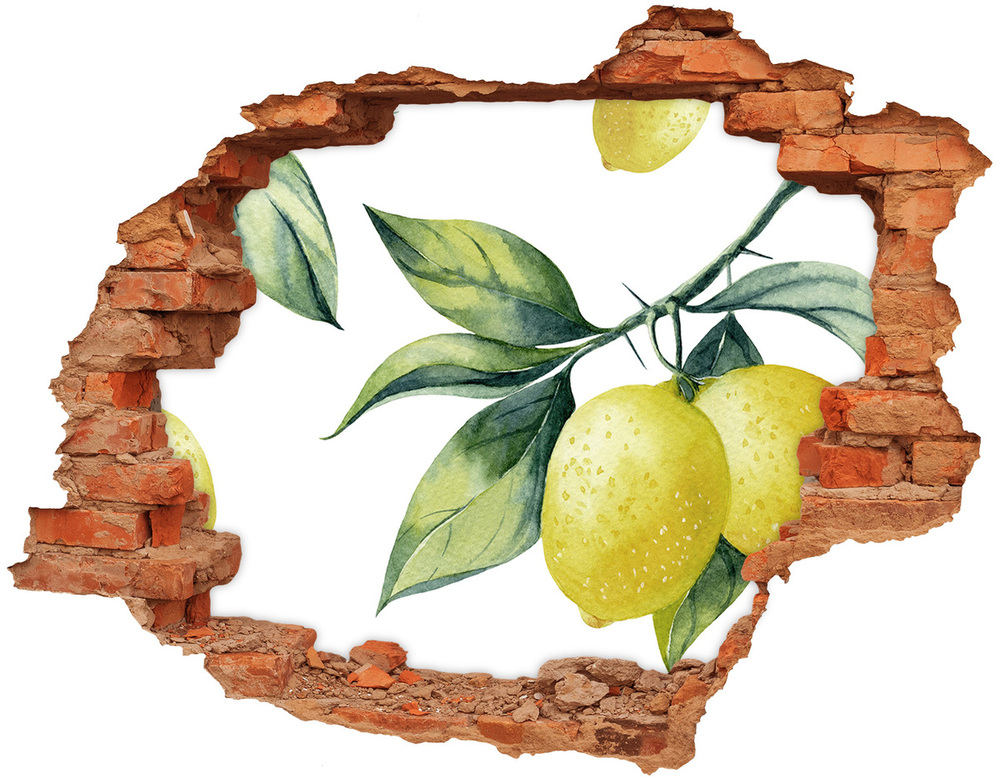 Sticker trou dans le mur Citrons brique