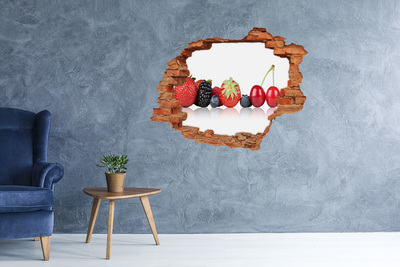 Sticker mural effet trou Des fruits dans un trou dans le mur