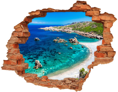 Sticker mural effet trou Baie des Caraïbes