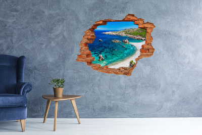 Sticker mural effet trou Baie de mer brique