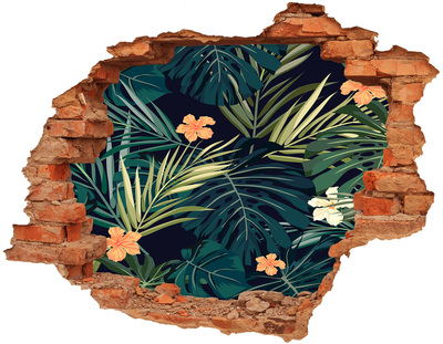 Autocollant à effet 3d trou Un paradis tropical derrière le mur