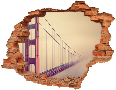 Sticker mural effet trou Le pont du Golden Gate dans les nuages