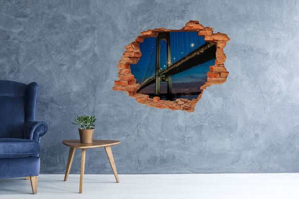 Sticker mural effet trou Le pont dans le paysage nocturne