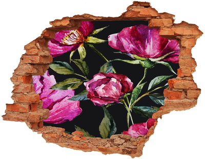 Sticker trou dans le mur Pivoines roses brique