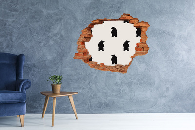 Sticker mural effet trou Ours brique